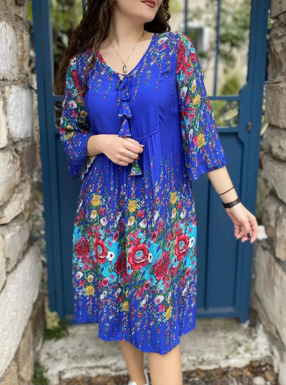 🔥Buy 2 Free Shipping🔥Floral Long Sleeve Tie Dress