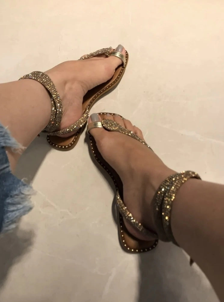 Glitter Rhinestone Snake Sandals