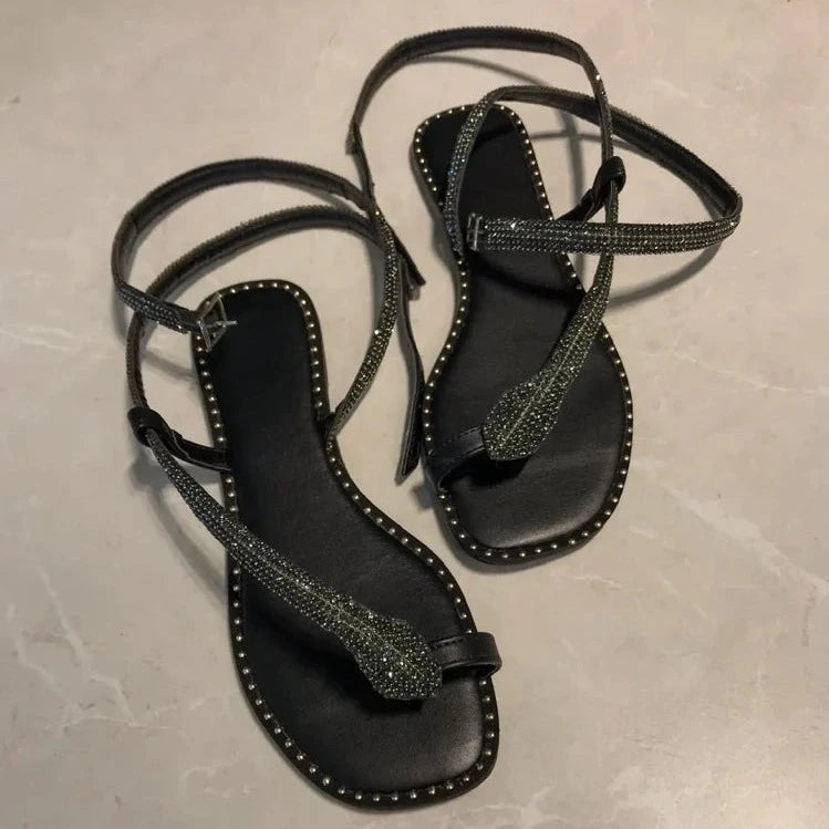 Glitter Rhinestone Snake Sandals