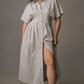 Button-Front Pleated Shirt Dress