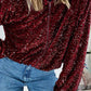 Burgundy Sequin Bomber Jacket