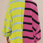 Striped Oversized Crew Neck Colorblock Knit Top (Buy 2 Get Free Shipping)