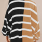 Striped Oversized Crew Neck Colorblock Knit Top (Buy 2 Get Free Shipping)