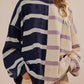 Striped Oversized Crew Neck Colorblock Knit Top (Buy 2 Get Free Shipping)