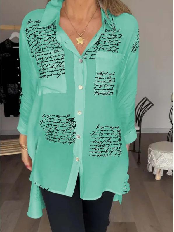 Letter Print Fashion Lapel Shirt