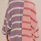 Striped Oversized Crew Neck Colorblock Knit Top (Buy 2 Get Free Shipping)