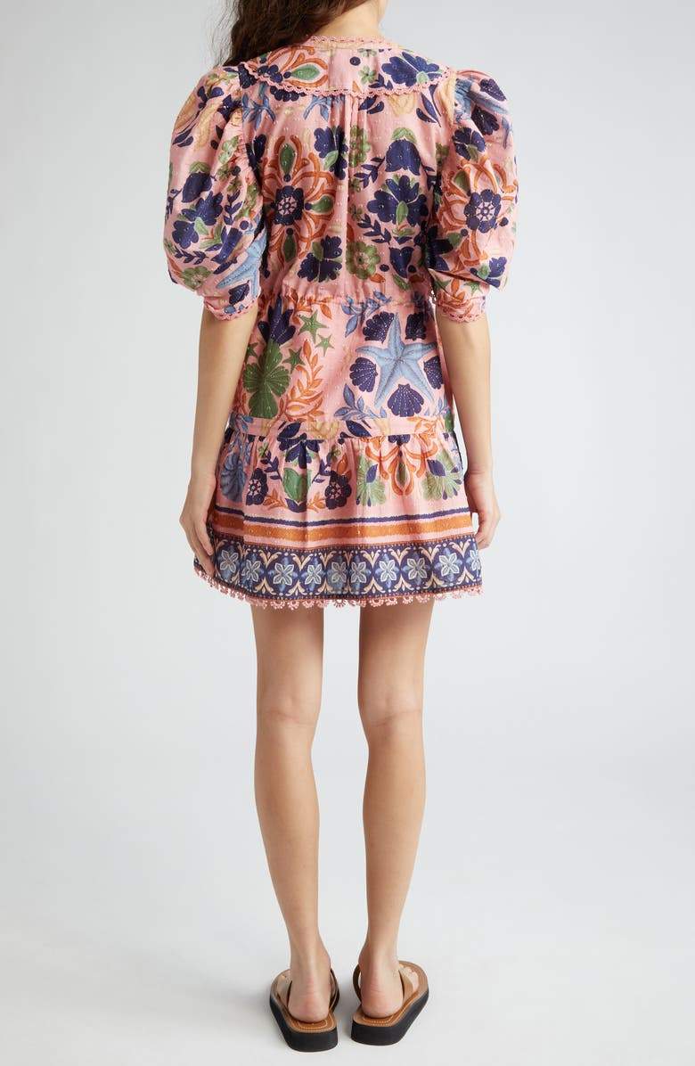 Seashell Floral Clip Dot Puff Sleeve Dress