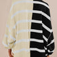 Striped Oversized Crew Neck Colorblock Knit Top (Buy 2 Get Free Shipping)