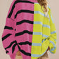 Striped Oversized Crew Neck Colorblock Knit Top (Buy 2 Get Free Shipping)