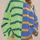 Striped Oversized Crew Neck Colorblock Knit Top (Buy 2 Get Free Shipping)