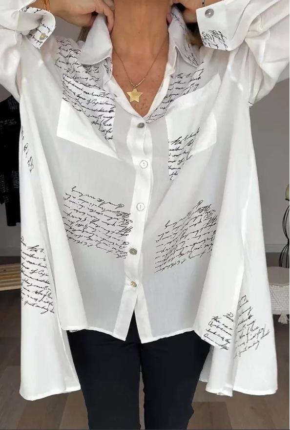 Letter Print Fashion Lapel Shirt