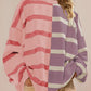 Striped Oversized Crew Neck Colorblock Knit Top (Buy 2 Get Free Shipping)