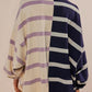 Striped Oversized Crew Neck Colorblock Knit Top (Buy 2 Get Free Shipping)