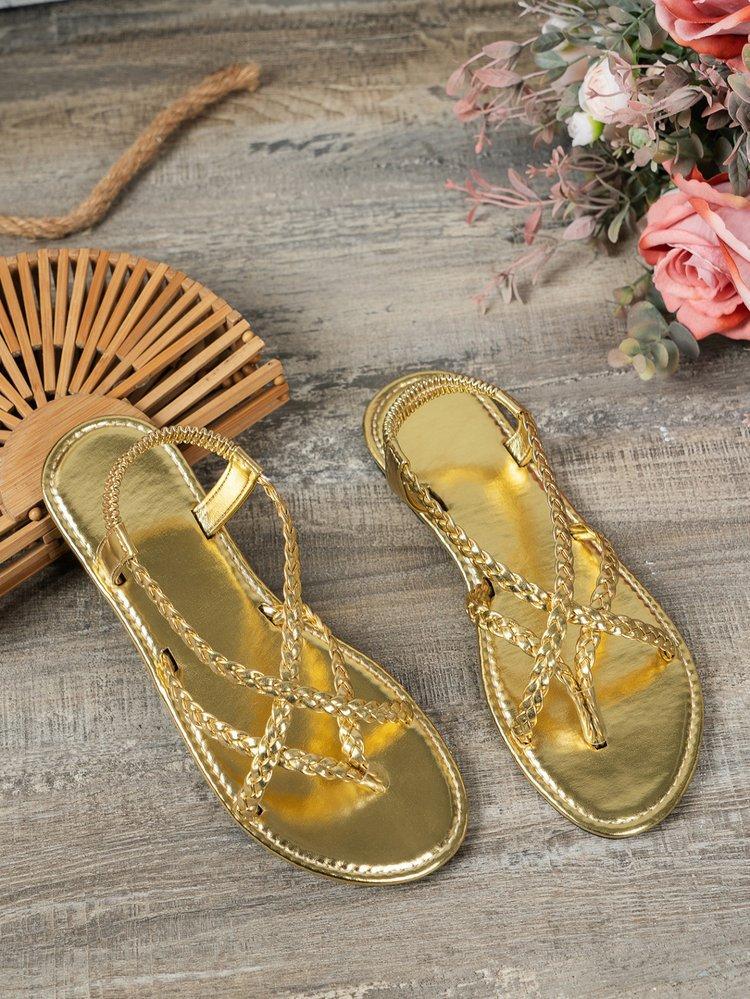 Woven Hollow Out Flat Sandals