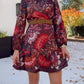 Printed Long Sleeve Flounce Dress