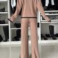 Contrast Split Long Sleeve Knitted Two-piece Set