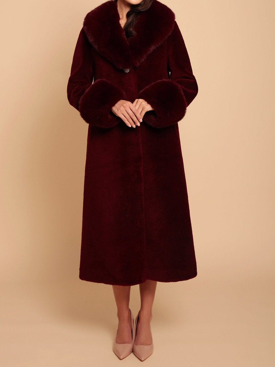 Long Coat With Faux Fur Collar