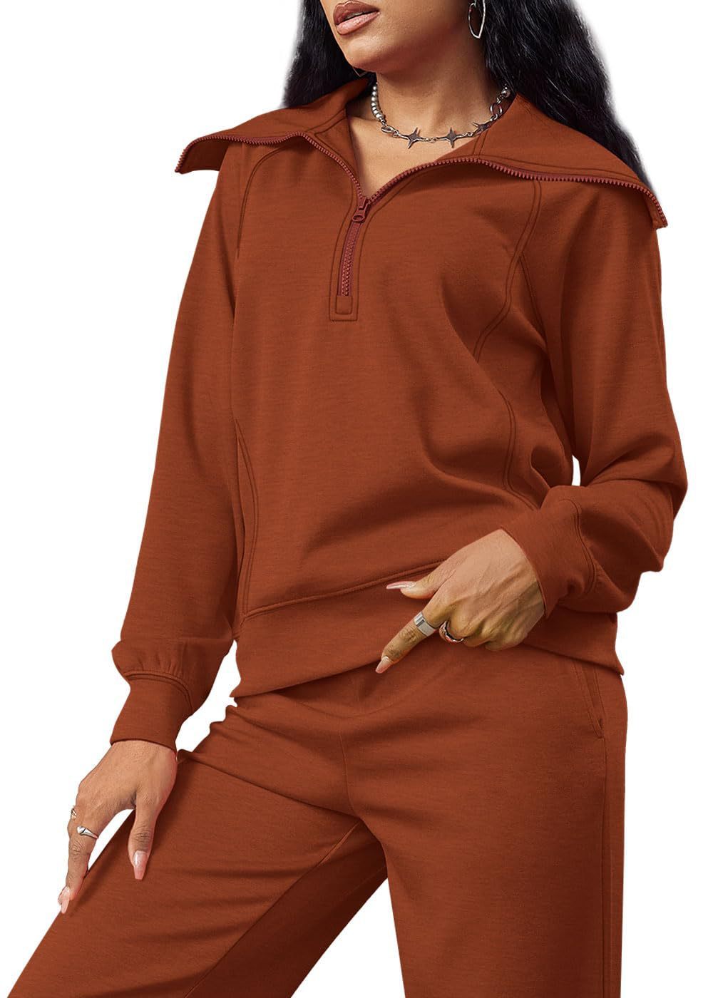 Casual Zippered Long Sleeved Two Piece Set