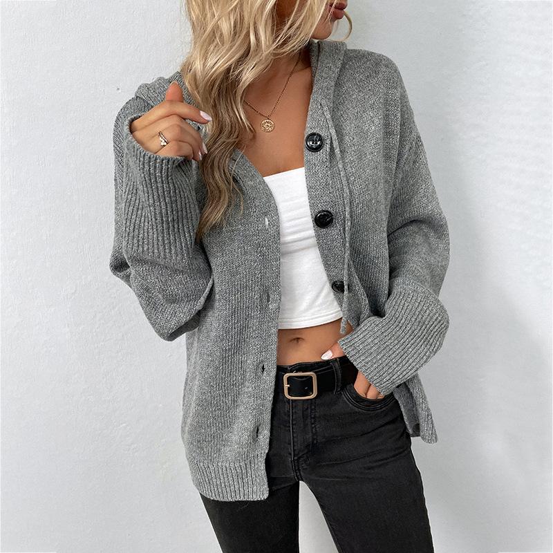 Drawstring knitted cardigan