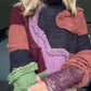 Multicolor Patchwork Knit Turtleneck Sweater