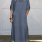 Loose Casual Solid Color Short Sleeve Cotton Linen Dress