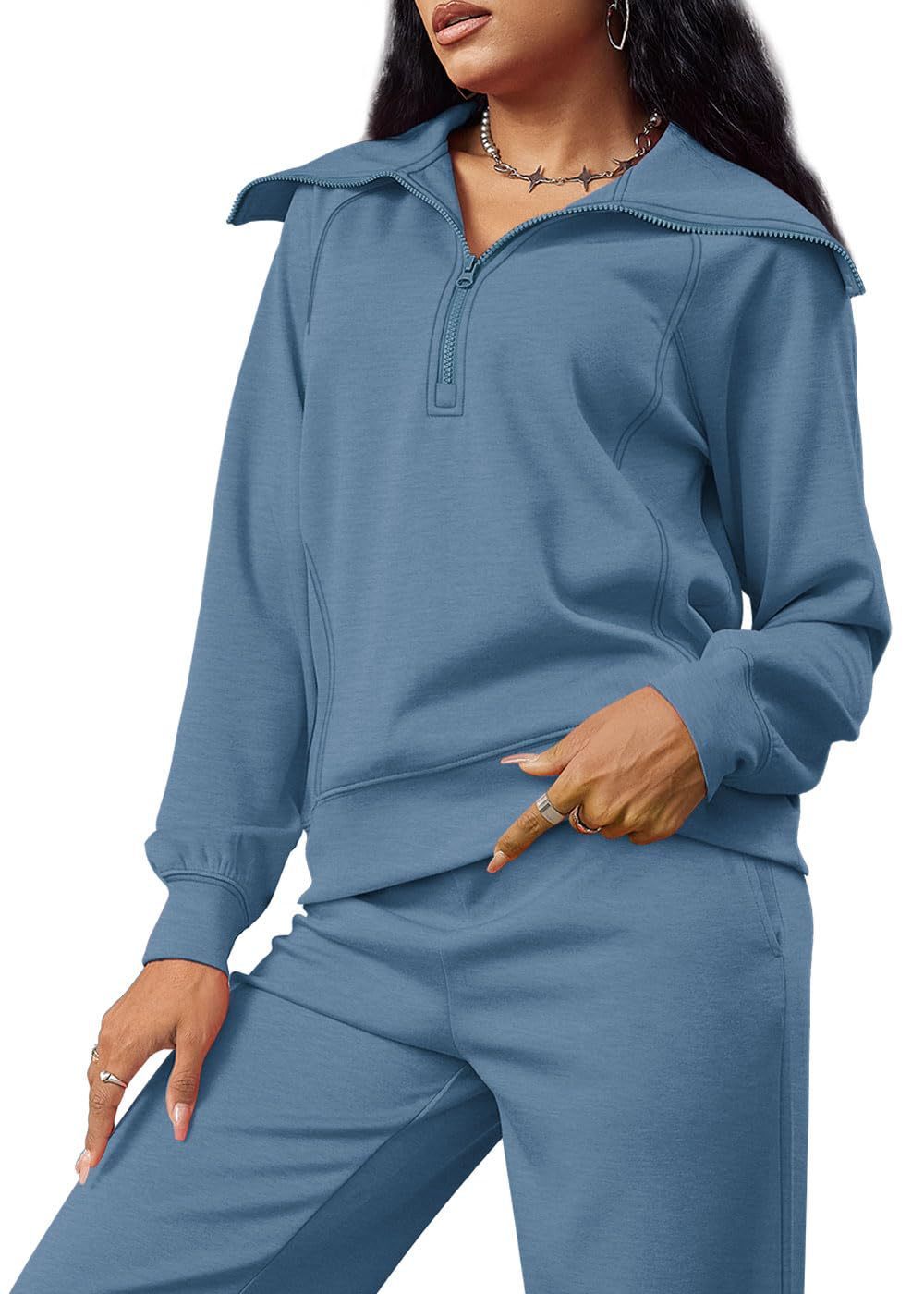 Casual Zippered Long Sleeved Two Piece Set