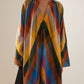 Long Sleeve Color Block Side Split V Neck Maxi Dress