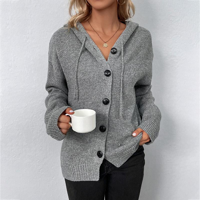 Drawstring knitted cardigan