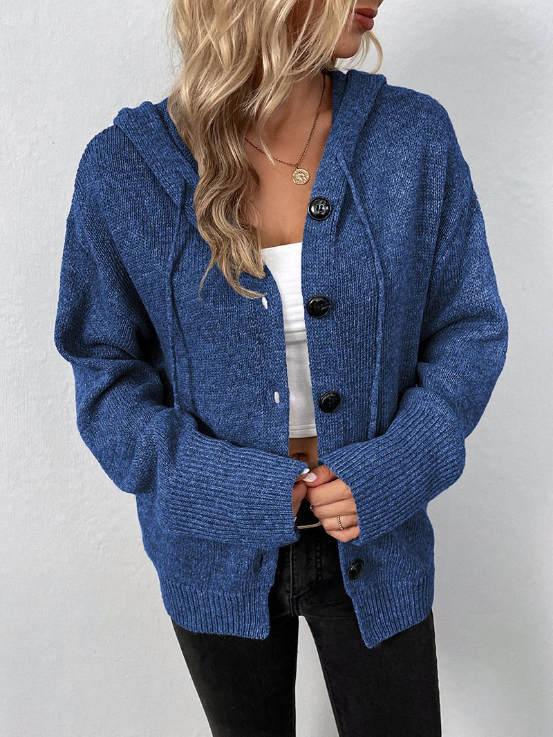 Drawstring knitted cardigan