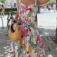 Wide Straps Floral-print Dress