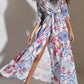 Printed Belt Maxi Shirt Dress