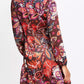 Printed Long Sleeve Flounce Dress