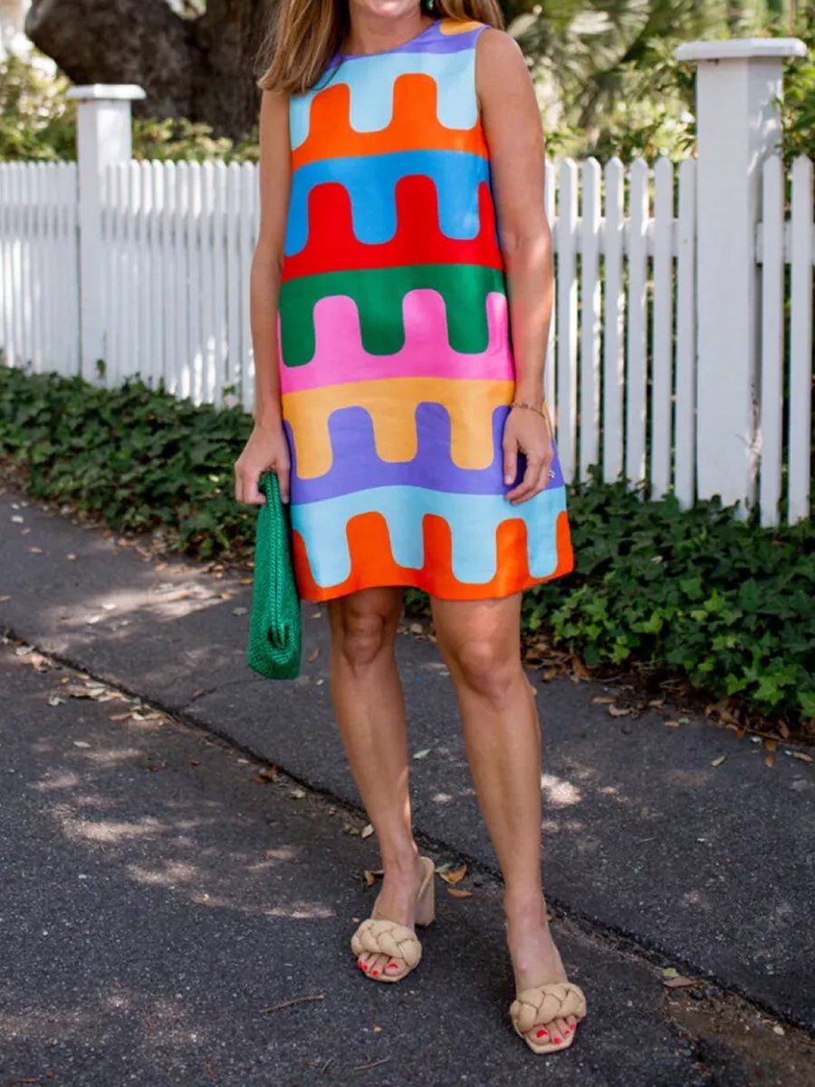 Vibrant Placement Print Dress