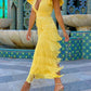 Deep V Neck Tassels Hem Dress