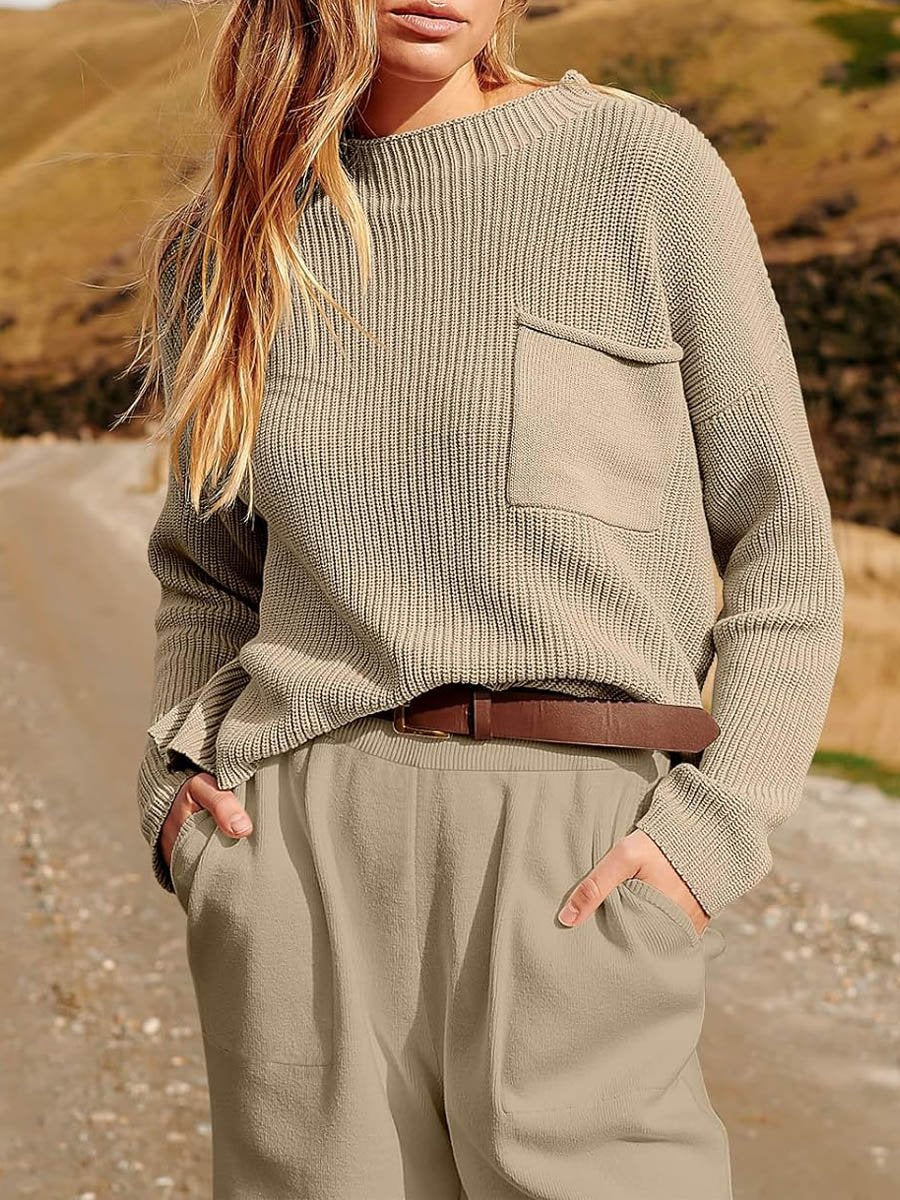 Long Sleeve Knitted Sweater Two-Piece Set