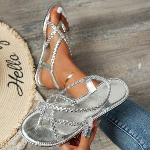 Woven Hollow Out Flat Sandals