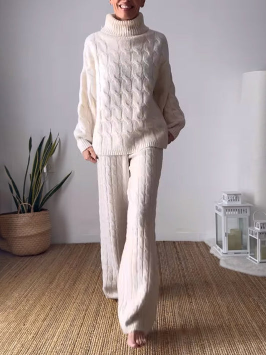 Turtleneck Cable Knit Set