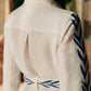 Leaf Embroidery Shirt Collar Midi Dress