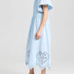 Eyelet Puff Sleeve Solid Dress