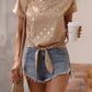 Round Neck Short Sleeve Polka Dot Top