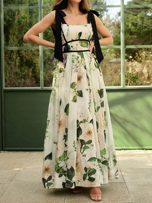 Floral Patchwork Strappy Dress