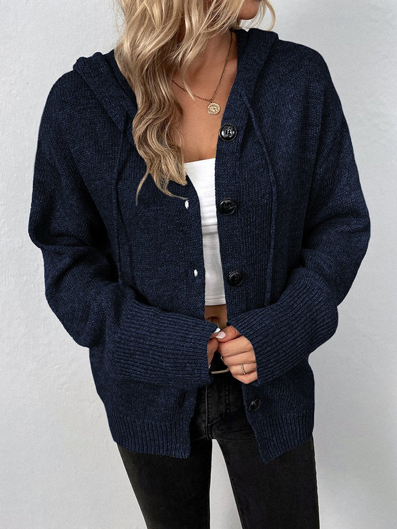 Drawstring knitted cardigan