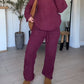 Comfortable Solid V-neck Casual Warm Two-piece Set