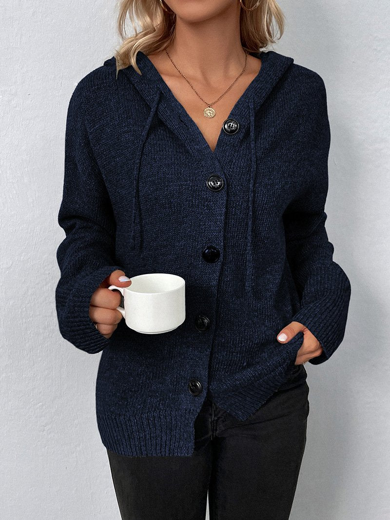 Drawstring knitted cardigan