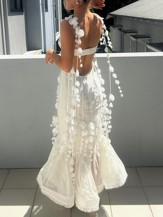 Flower Sexy Strapless Mermaid Dress