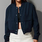 Women's stand collar large pocket jacket