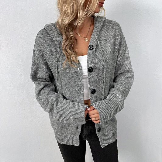 Drawstring knitted cardigan