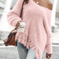 V-neck Irregular Hem Fringed Sweater