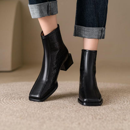 Lingerie Sheepskin Chunky Heel Boots