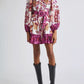 Printed Long Sleeve Belted Mini Dress